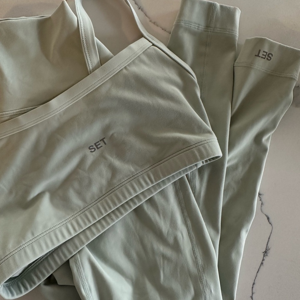 SET Activewear Sage Green Leggings and Top